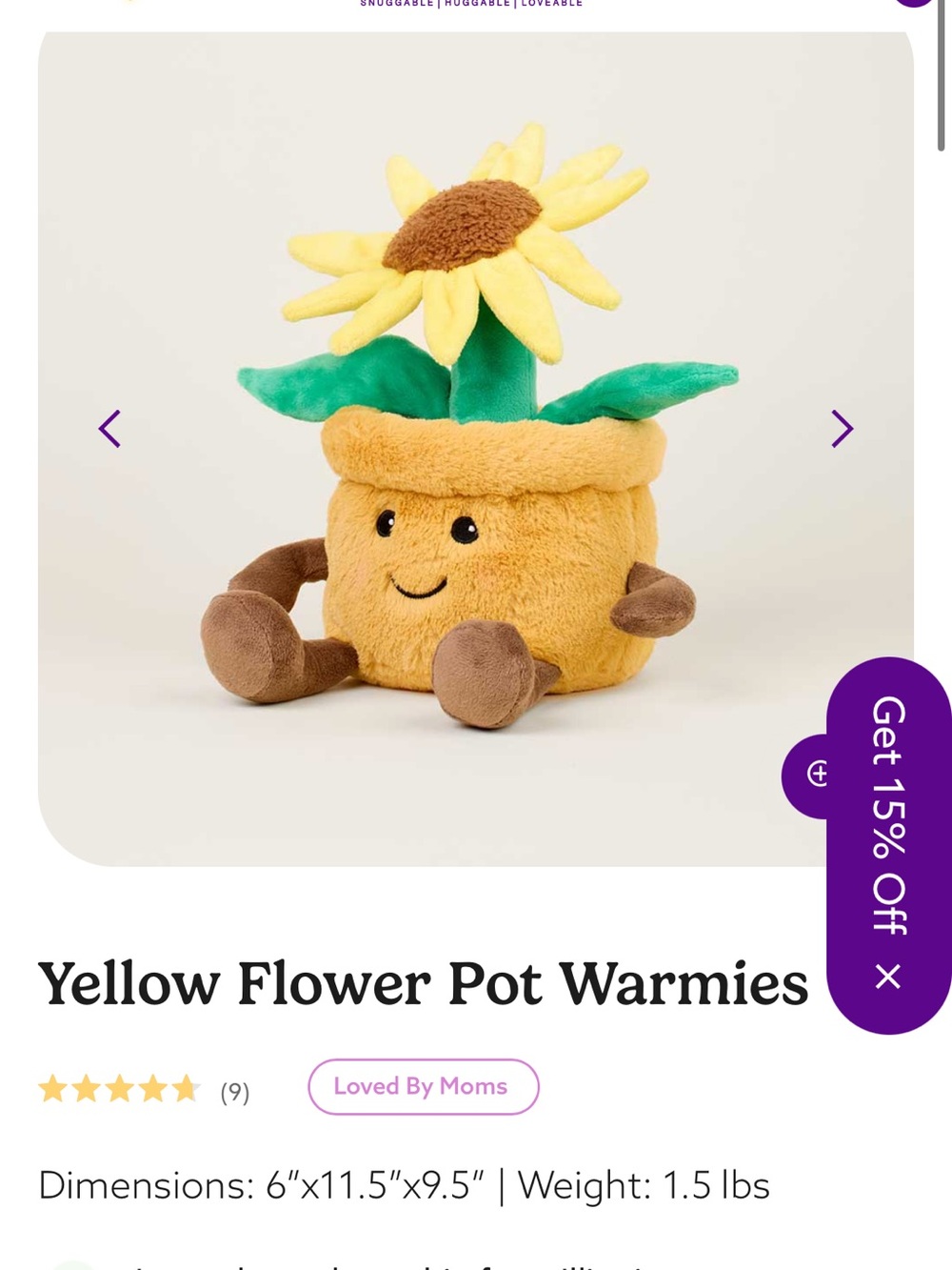 Yellow Flower Pot Warmies Plush